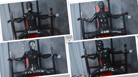 Xiaomeng New Full Body Latex Suit Breathplay - I bought another full-body black latex suit for Xiaomeng. Like the red one, it has a hood connected to the catsuit, with a perfect fit to her body. I cant wait to play with her.

She was fixed to a bondage frame, and we began with a mouth opener and a nose hook. I also clamped her tongue so she couldnt retract it. This is the best posture to play her mouth with a dildo gag, and to see her reactions to a vibrator. A nice warm-up.

Then for the actual breathplay, I used a swim cap, a breathplay hood with no hole, and a pinhole hood. When these silicone or latex items were put over her head that was already covered by latex, the airtightness was perfect. With the swim cap and the breathplay hood, she can rebreathe a little bit of her own air, whereas with the pinhole hood rebreathing is barely possible but she has to inhale extremely strongly to get a little fresh air, but this is only possible if the pinholes were nicely aligned with her mouth. In fact, in the first few attempts, the pinholes mismatched her mouth, and she can hardly get any tiny drop of air. In the last round, we checked this carefully so that Xiaomeng can offer you another great show of several minutes suffering under the pinhole hood.